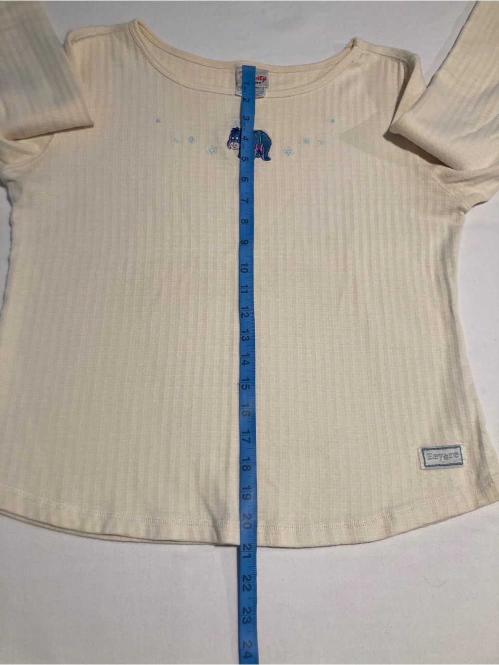 Vintage The Disney Store Cream Ribbed Long Sleeve Top with Subtle Logo Tag - Picture 7 of 11